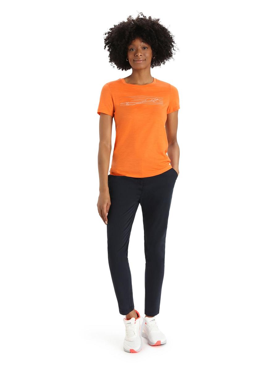 Flash Icebreaker Merino Tech Lite II Short Sleeve Ski Stripes Women's T Shirts | AU 1593OKIR